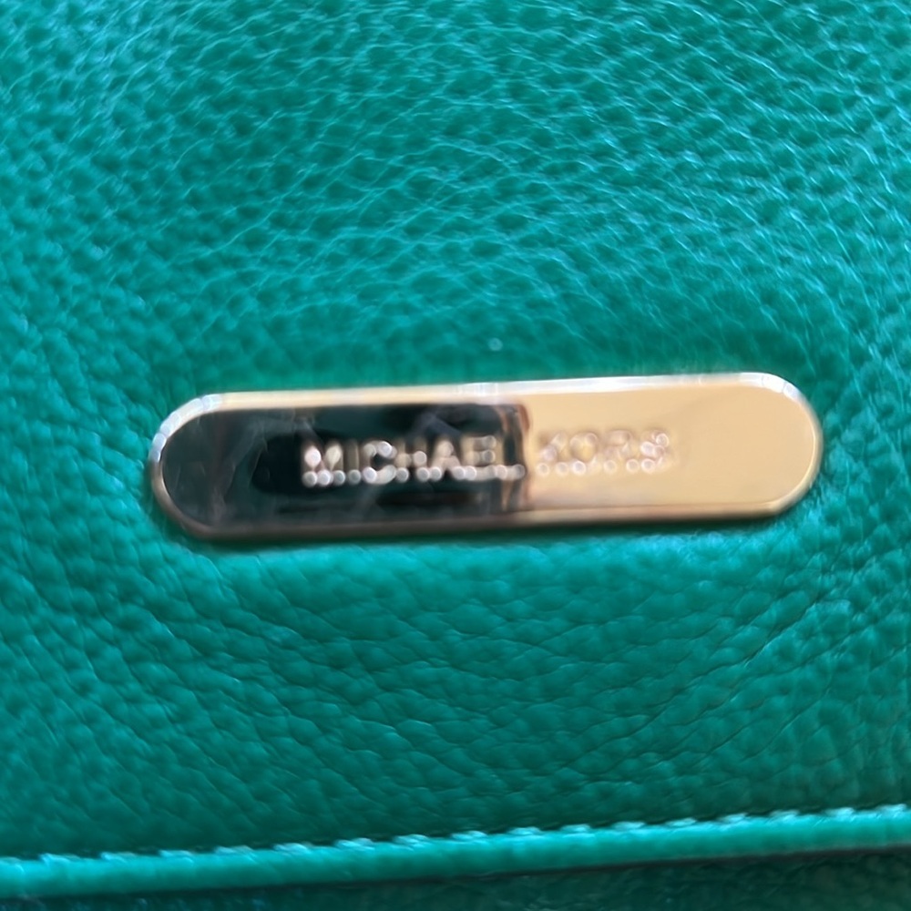 Michael Kors Green Leather Shoulder Bag Clutch Purse - Picture 11 of 11